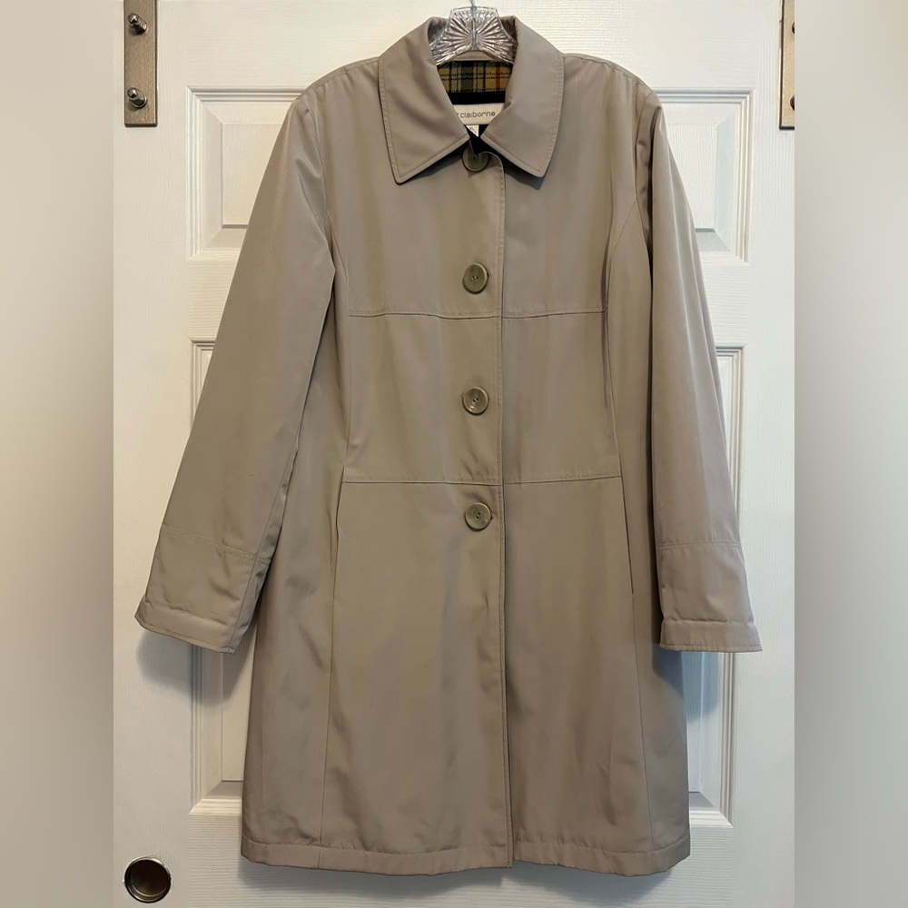 Liz Claiborne Classic Tan Women's Waterproof Rain Jacket Trench Coat